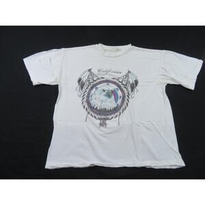 California Eagle Feathers Graphic White T-shirt Sz XL 1990s